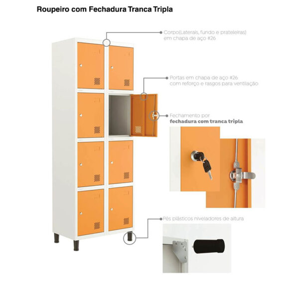 Roupeiros de Aço 8 portas - Imagem 4
